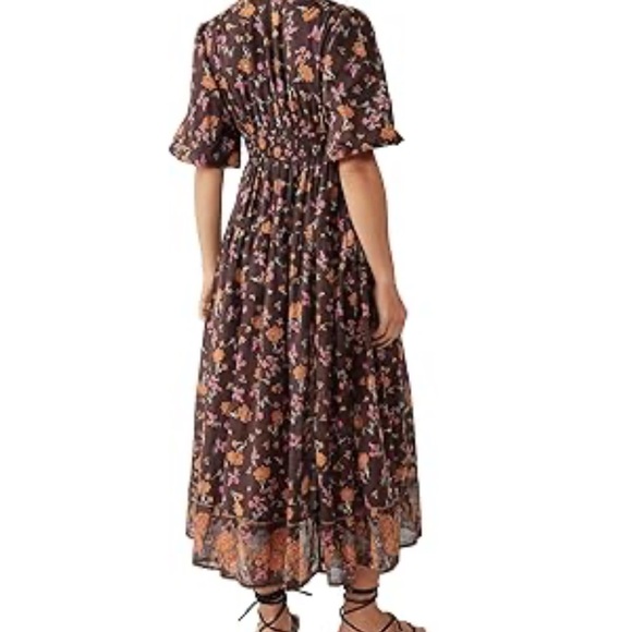 Free People Floral Midi Dress in Brown - Picture 3 of 13